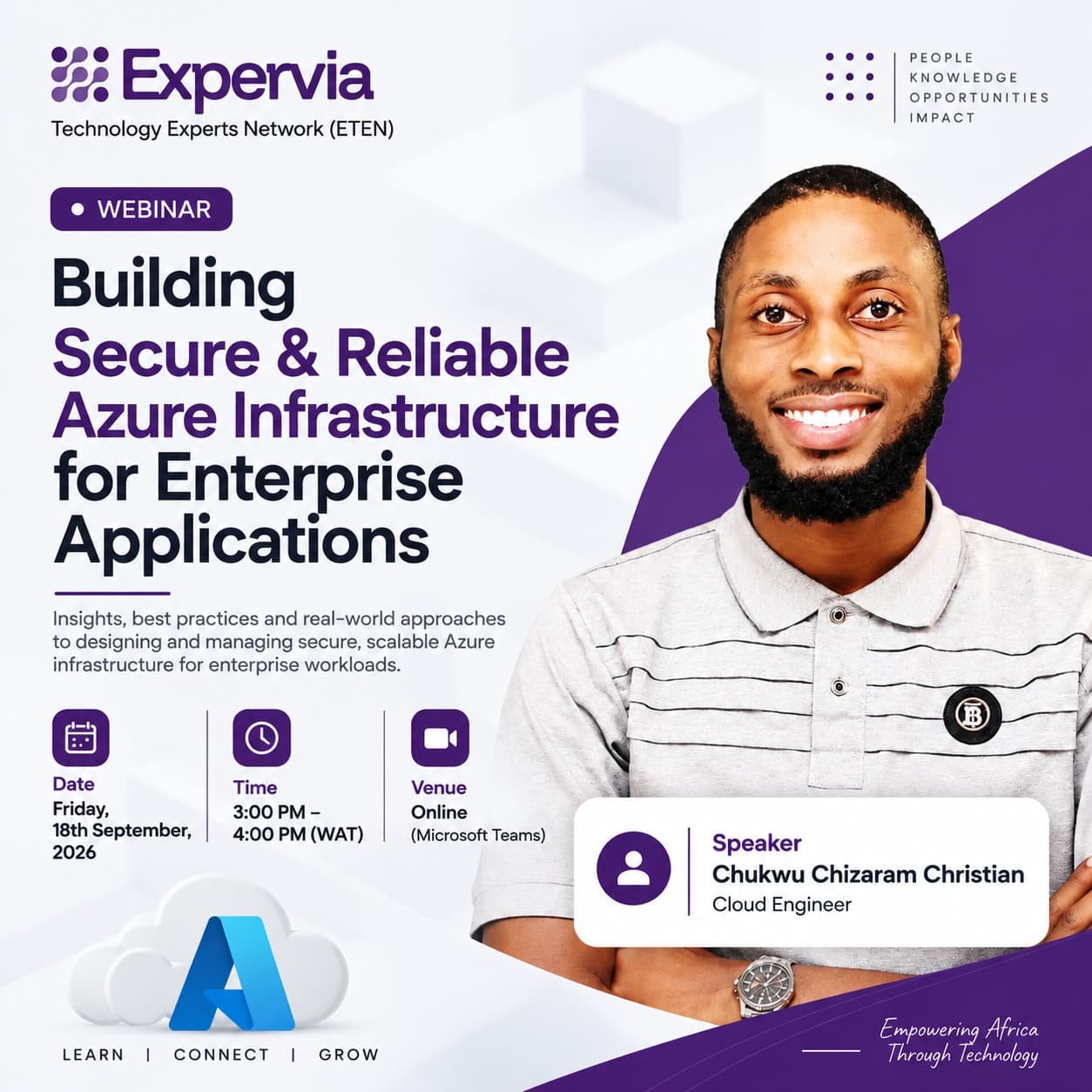 Event flyer: Building Secure & Reliable Azure Infrastructure for Enterprise Applications
